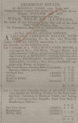 John Ovens Thomas estate sale - Bath Chronicle and Weekly Gazette - Thursday 16 April 1846 - 1