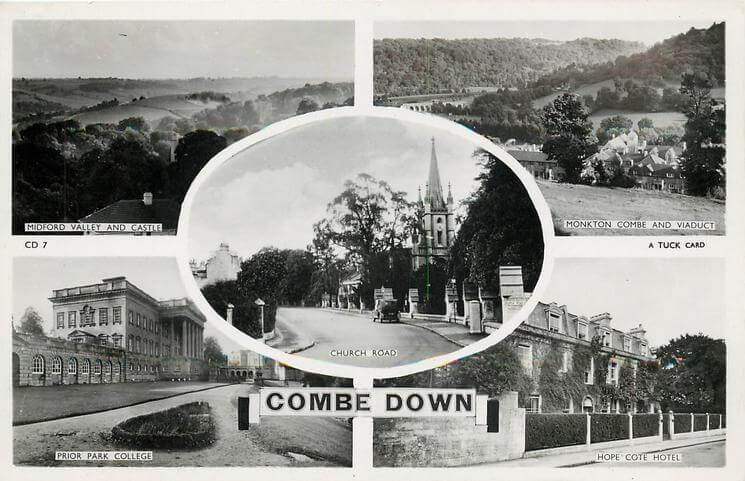 Midford valley & castle, Monkton Combe and viaduct, Church Road, Prior Park college, Hope Cote h