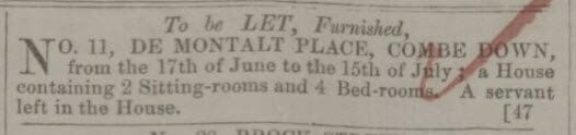 11 De Montalt Place to be let - Bath Chronicle and Weekly Gazette - Thursday 8 June 1848