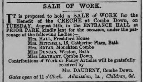 Creche at Combe Down - Bath Chronicle and Weekly Gazette - Thursday 2 August 1877