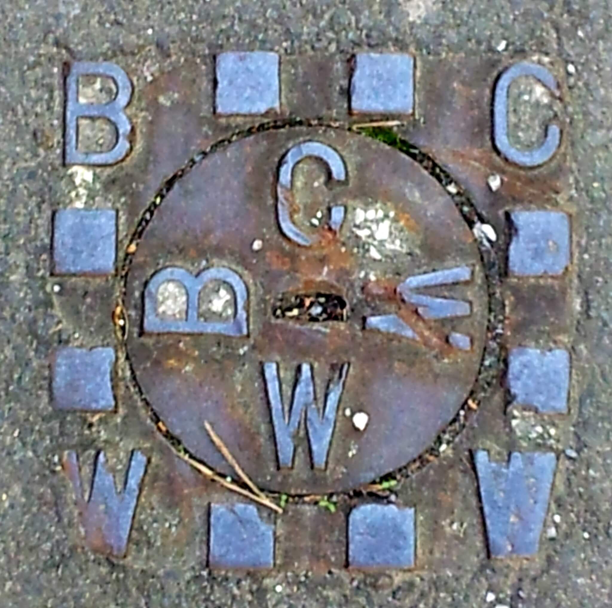 Bath City council waterworks plate on Bradford Road