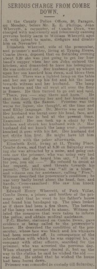 Serious charge from Combe Down - Bath Chronicle and Weekly Gazette - Thursday 12 November 1903