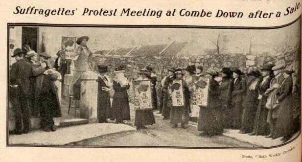 Suffragettes protest meeting on Combe Down