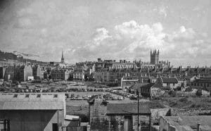 Bath panorama from railway just west of railway station in 1958 still showing bomb damage