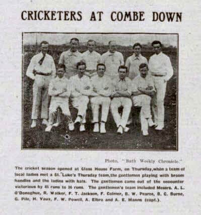 cricketers-at-combe-down-bath-chronicle-and-weekly-gazette-saturday-26-april-1913