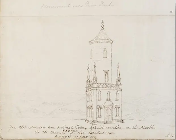 drawing of the memorial to ralph allen 18th century by thomas robins 1715 1770 image courtesy of va