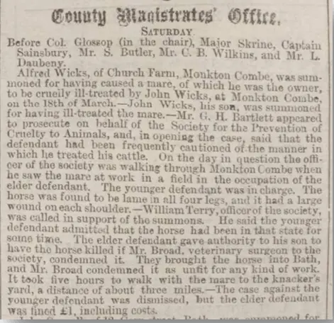 alfred wicks fined bath chronicle thursday 8 april 1880