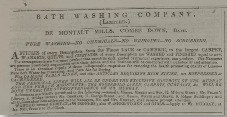 bath washing company advert bath chronicle thursday 24 march 1859