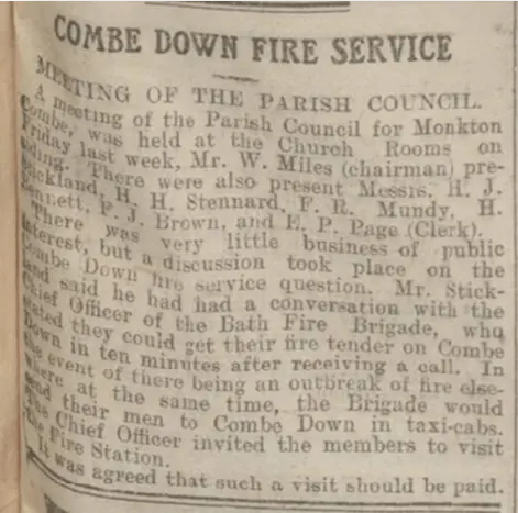 combe down fire service from the bath chronicle saturday 2 november 1912