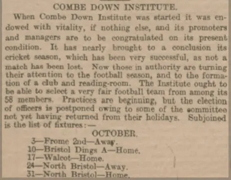 combe down institute bath chroniclethursday 10 september 1896