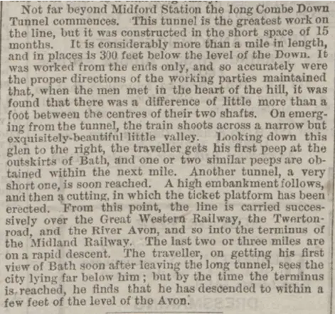 combe down tunnel western gazette friday 3 july 1874