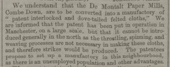 de montalt mills announcement bath chronicle thursday 13 july 1854