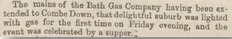 gas gets to combe down bath chronicle thursday 26 october 1865