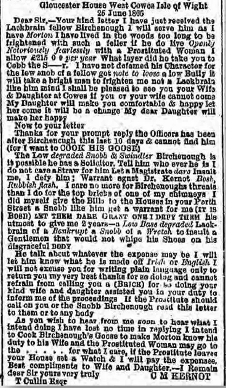 letter from kernot libel trial liverpool mercury wednesday 12 july 1865