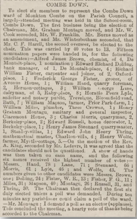 parish council elections bath chronicle wednesday 5 december 1894