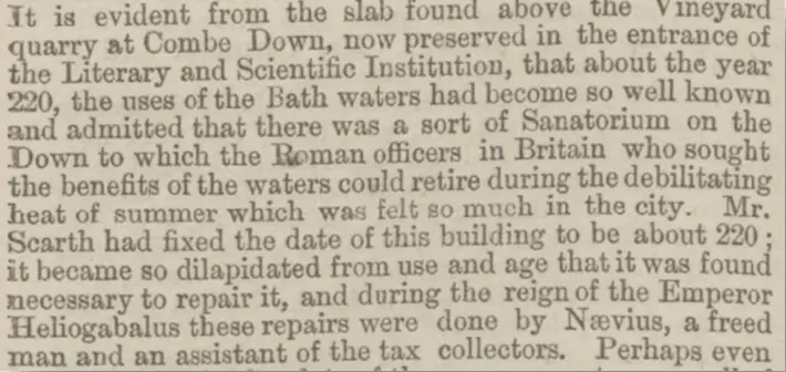 Roman Villa a Sanatorium, Bath Chronicle, Thursday 31 January 1867