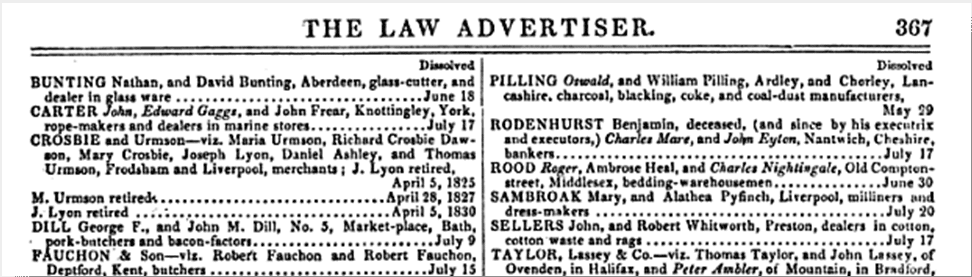 Rood, Heal Nightingale partnership, The Law Advertiser, Volume 8 1830