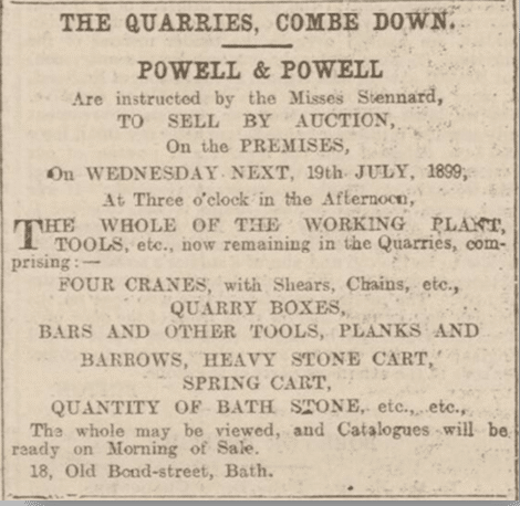 Stennard sale, Bath Chronicle, Thursday 13 July 1899