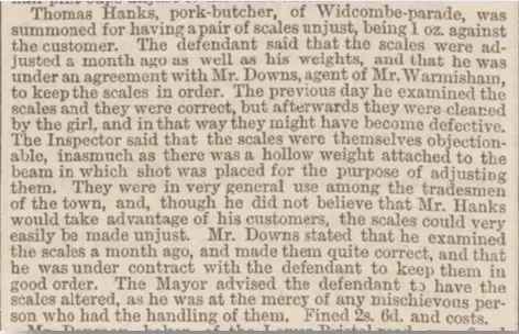 Thomas Hanks fined, Bath Chronicle, Thursday 5 October 1865
