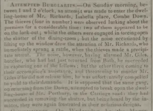 Attempted burglary at Mr. Richards - Bath Chronicle and Weekly Gazette - Thursday 18 June 1835