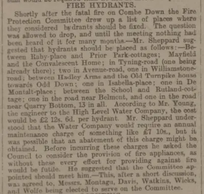 fire hydrants to be installed including isabella place in bath chronicle and weekly gazette wednesday 2 february 1898