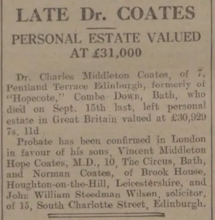 late dr coates bath chronicle and weekly gazette saturday 27 january 1934