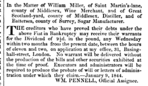 Messrs. William Miller and Company, Wine and Spirit Merchants, No. 7, Saint Martin's-lane, London