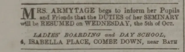 mrs armytage school bath chronicle and weekly gazette thursday 29 september 1859