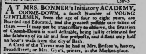 mrs bonner initiatory academy bath chronicle and weekly gazette thursday 5 december 1805