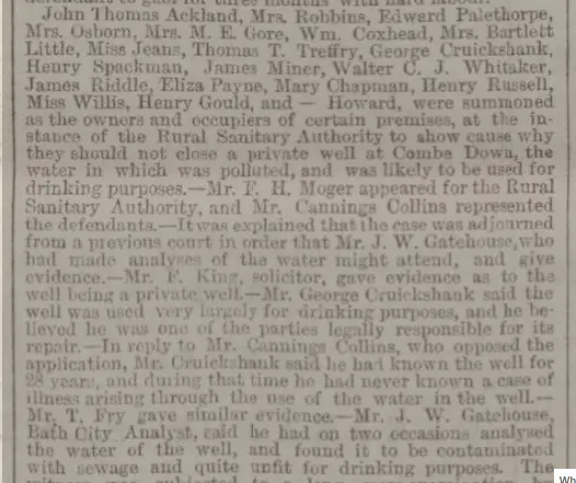 polluted well bath chronicle and weekly gazette thursday 22 february 1883
