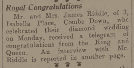 Riddle's diamond wedding - Bath Chronicle and Weekly Gazette - Saturday 15 October 1932