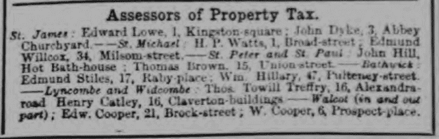 Thomas Towill Treffry, Assessor of Property Tax - Bath Chronicle and Weekly Gazette - Thursday 23 December 1875 Thomas Towill Treffry, Assessor of Property Tax - Bath Chronicle and Weekly Gazette - Thursday 23 December 1875