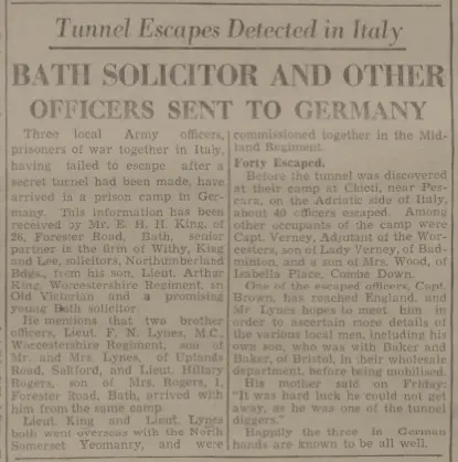 Tunnel escapers - Bath Chronicle and Weekly Gazette - Saturday 20 November 1943