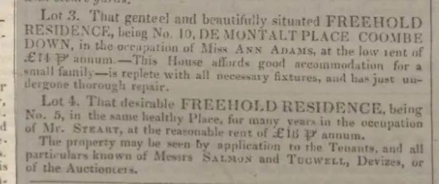 5 10 de montalt place for sale bath chronicle and weekly gazette thursday 14 february 1833