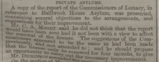 Bailbrook House Asylum report - Bath Chronicle and Weekly Gazette - Thursday 6 January 1859