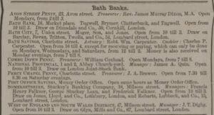 Bath Banks inc Combe Down Penny and William Coxhead - Bath Chronicle and Weekly Gazette - Thursday 8 December 1864