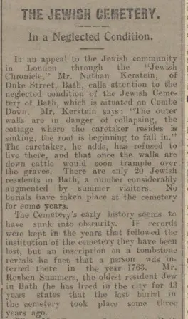 bath jewish cemetery neglected bath chronicle and weekly gazette saturday 21 january 1928