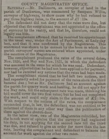 sampson willis surveyor of highways summons bath chronicle and weekly gazette thursday 26 february 1852