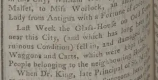 the glasshouse falls down bath chronicle and weekly gazette thursday 19 january 1764