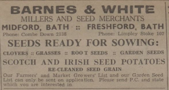 Barnes & White seed merchants - Bath Chronicle and Weekly Gazette - Thursday 24 December 1942 Barnes & White seed merchants - Bath Chronicle and Weekly Gazette - Thursday 24 December 1942