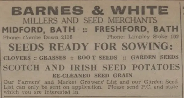Barnes & White seed merchants - Bath Chronicle and Weekly Gazette - Thursday 24 December 1942