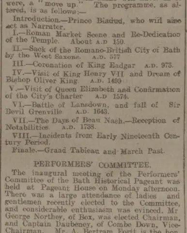 bath historical pageant bath chronicle and weekly gazette thursday 28 january 1909