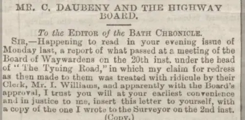 charles daubeney ridiculed letter part bath chronicle and weekly gazette thursday 2 june 1887