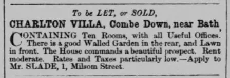 charlton villa to be let or sold bath chronicle and weekly gazette thursday 26 april 1860