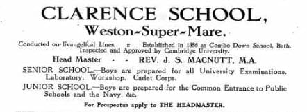 Clarence School ad 1914
