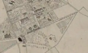 detail from cotterells map of 1852 showing eastern end of church road combe down 300x180