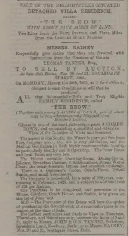 details on sale of the brow bath chronicle and weekly gazette thursday 5 march 1863