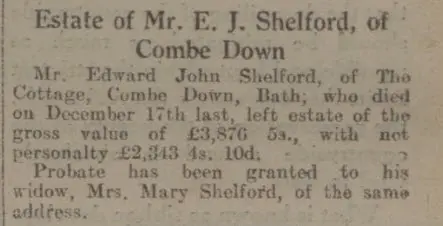 edward john shelford bath chronicle and weekly gazette saturday 18 april 1931