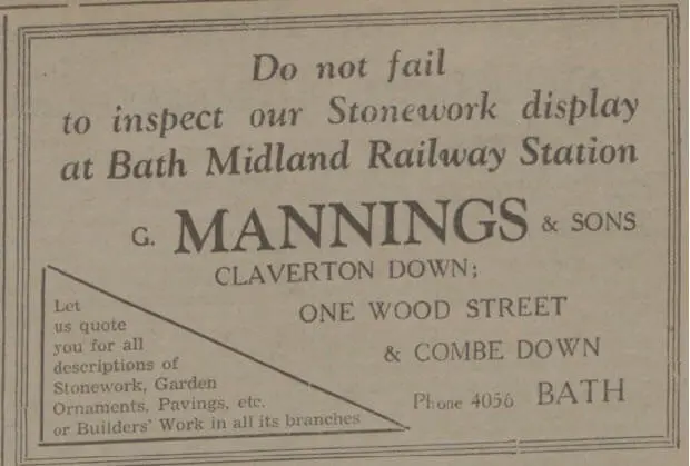 G Mannings & Sons - Bath Chronicle and Weekly Gazette - Saturday 2 July 1938