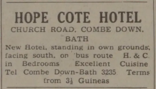 Hope Cote hotel - Bath Chronicle and Weekly Gazette - Saturday 18 April 1942